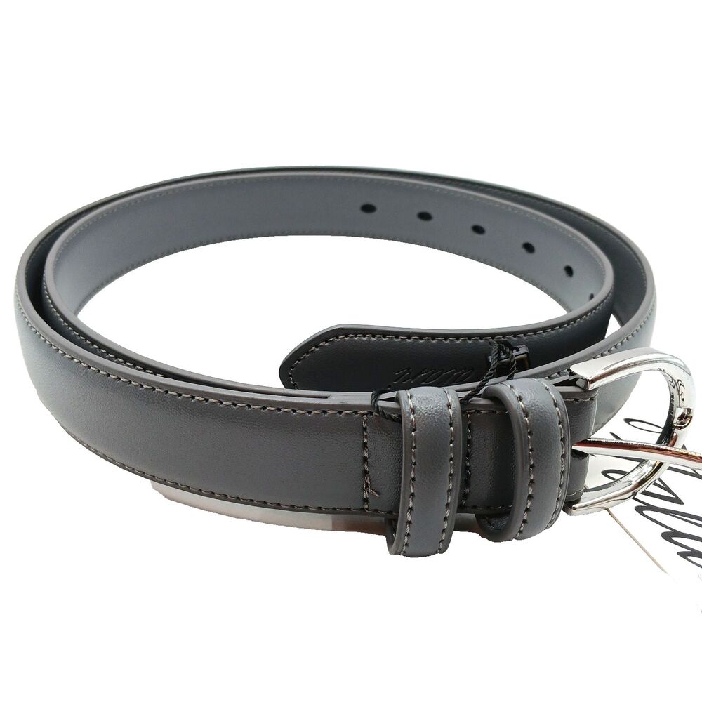 Falari Leather Gray Belt Stainless Steel Buckle Unisex ?  Size L 39-40 NWT 6028